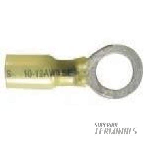 Krimpa-Seal LONG Ring Terminal - 4-6mm (12-10 AWG) M9.5 Stud (3/8") (Yellow)