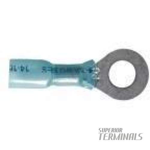 Krimpa-Seal LONG Ring Terminal - 1.5-2.5mm (16-14 AWG) M6 Stud (1/4") (Blue)
