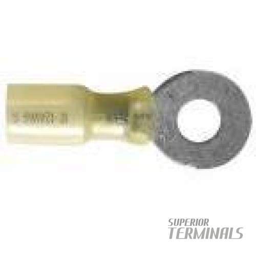 Krimpa-Seal Ring, 4-6mm2 (12-10 AWG) Ring M6 Stud (1/4") (Yellow)